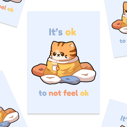 Sad cat art print